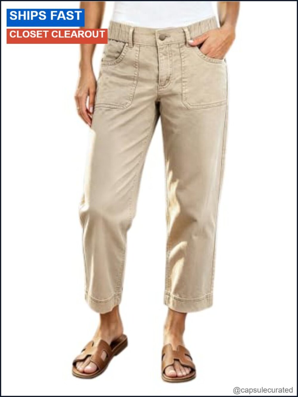 Flamingals High Rise Straight Leg Crop Cotton Stretch Pants